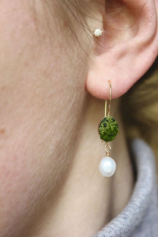 Moss Pearl Drop Earrings