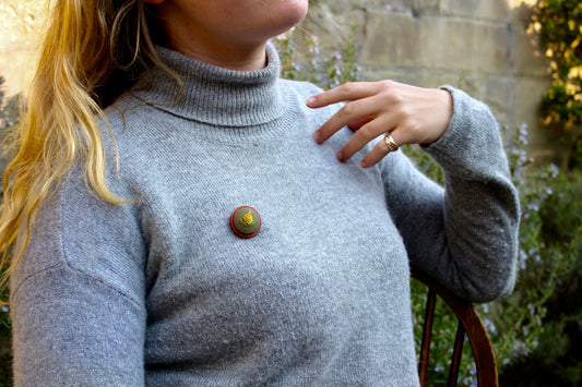 Floral Pin - Dark Wood